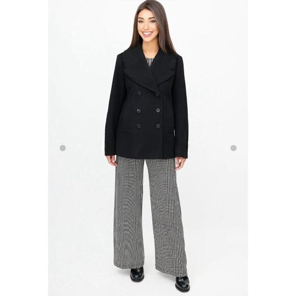 Burberry London Black Double Breasted Cashmere Wool Blend Pea Coat Jacket 8 - Picture 8 of 8